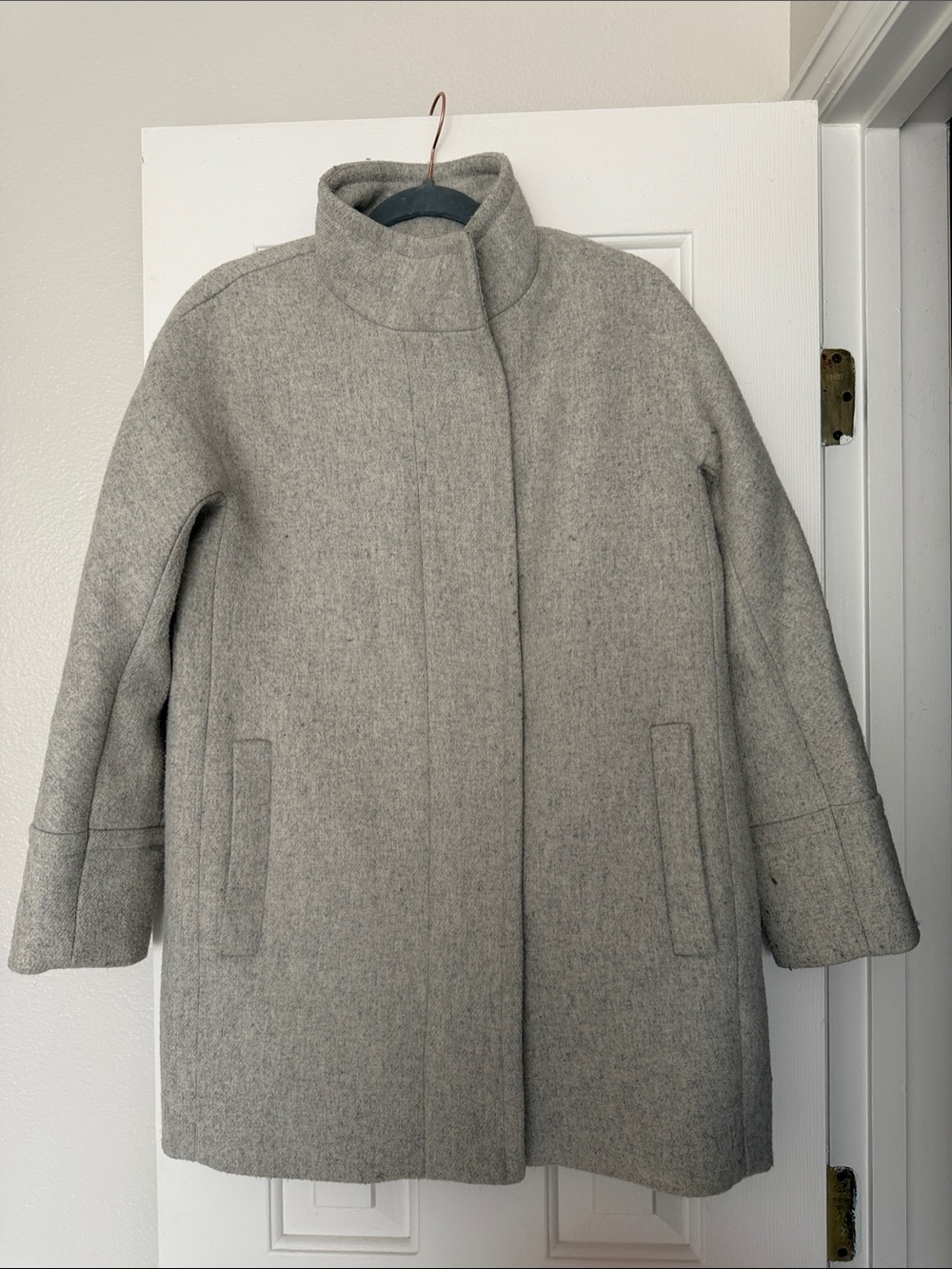 J. Crew Grey Wool Blend Stand-Collar mid-Coat size 8P